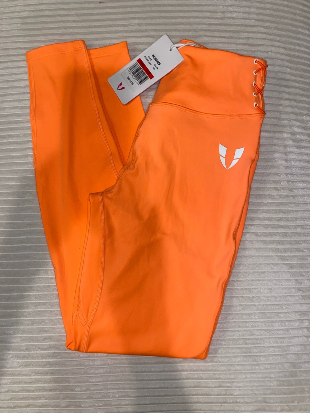 Neon Orange Active Leggings with Lace-Up Detail